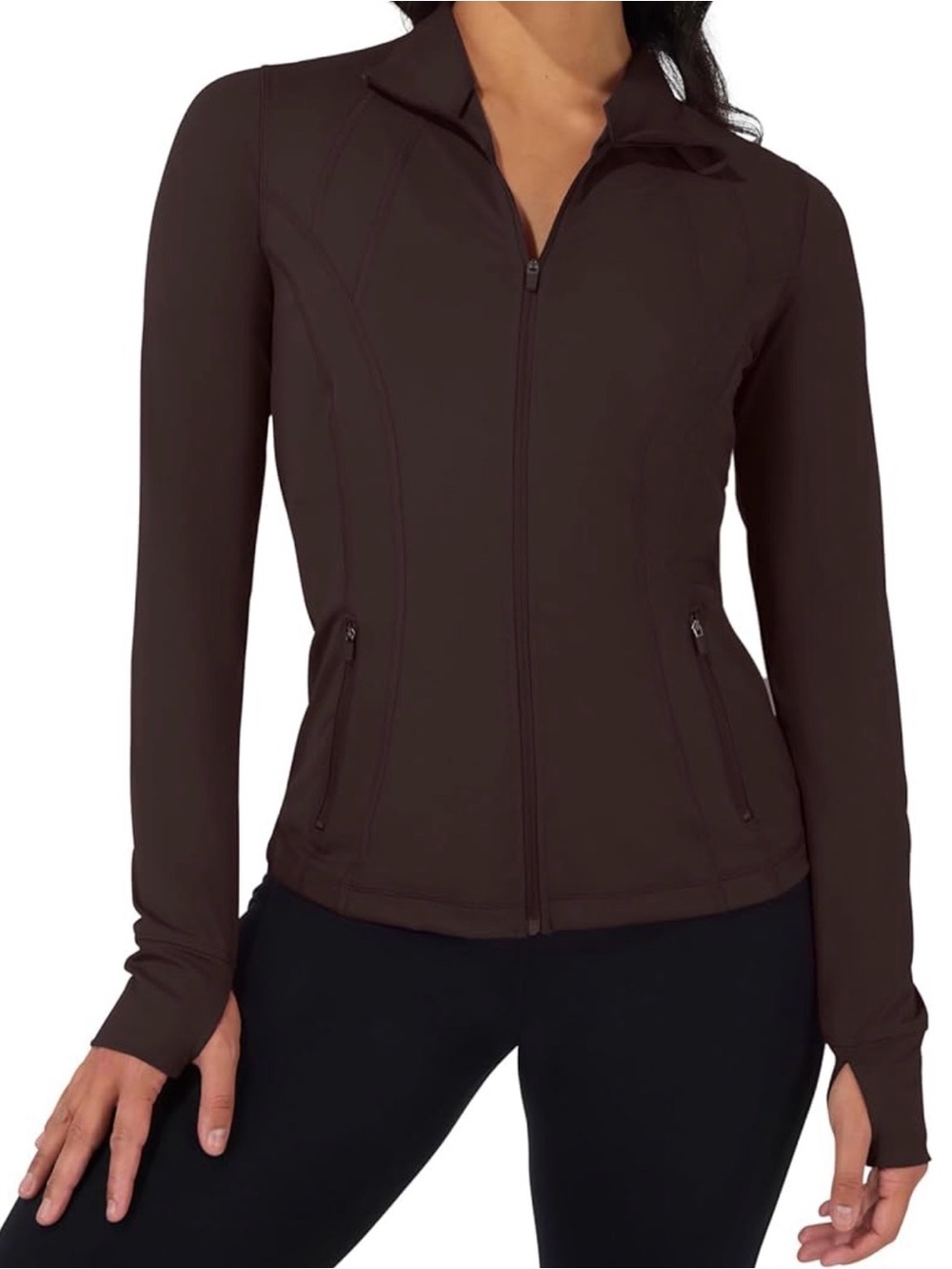 NWT 90 Degree By Reflex Full Zip Running Track Jacket- Chocolate Mousse